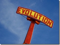 Evolution fairground sign
