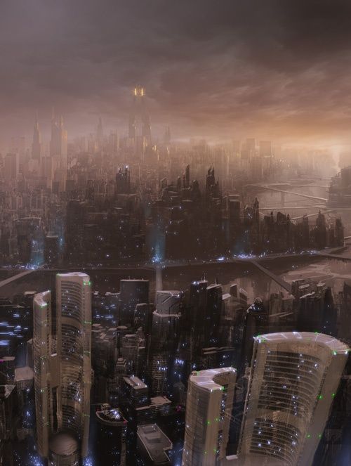 futuristic city skyline by Razer