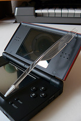 Nintendo DS with quill stylus