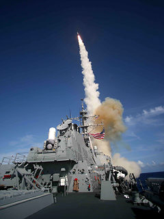 A missile firing from a US vessel