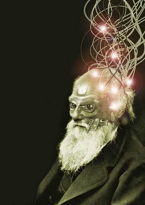 Cyborg Darwin - posthuman evolution? image copyright Kenn Brown