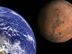 Earth-Mars montage