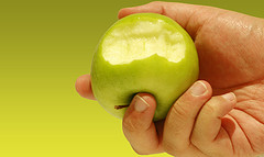 half-eaten apple