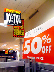 bankruptcy sale signs - tough times at Circuit City