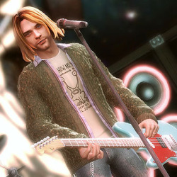 Screenshot of Kurt Cobain avatar from Guitar Hero